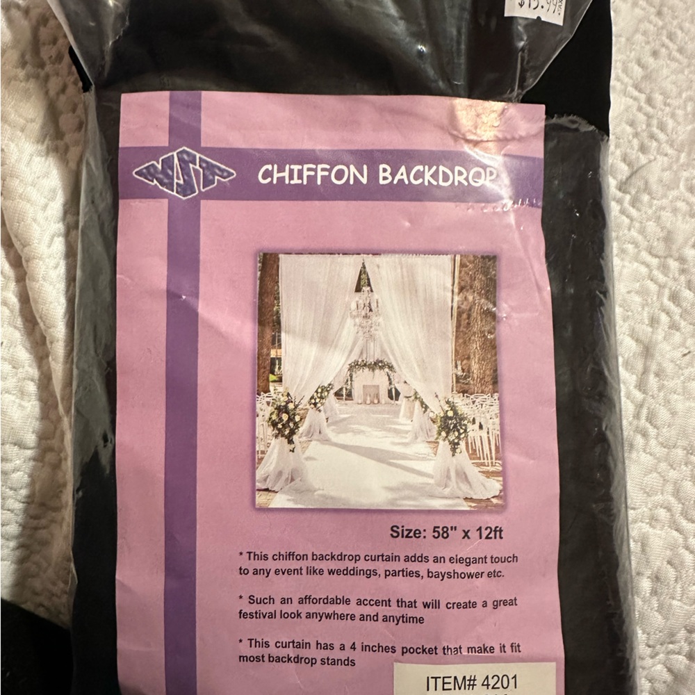 Brand new black backdrop curtain